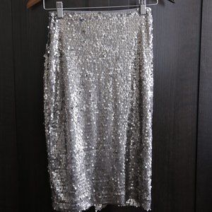 Express Silver Sequin Pencil Skirt party cocktail midi